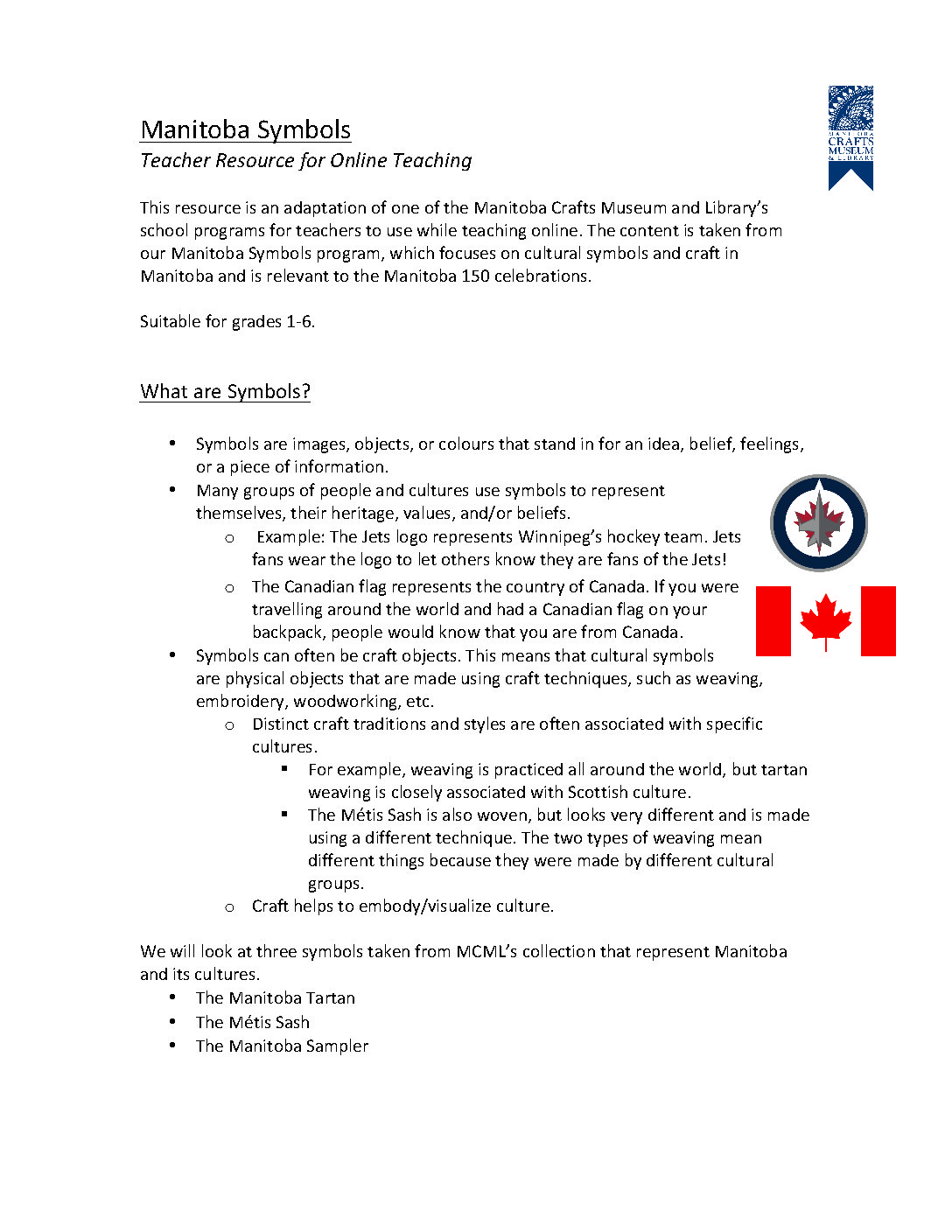 Manitoba Symbols – Teacher Resource for online teaching | C2 Centre for ...