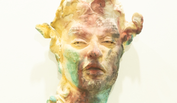 multi-colour sculpture of bust
