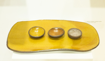 Melanie Hiebert, stoneware serving platter with three small dishes